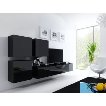 Säilytyskaappi cama meble VIGO 50×50×30 cm seinäkiinnitteinen, musta/musta kiiltävä