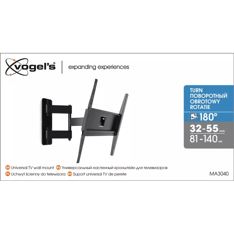 Vogels | seinäteline | MA3040-A1 | täysin liikkuva | 32-65 | enimmäiskantavuus 25 kg | musta