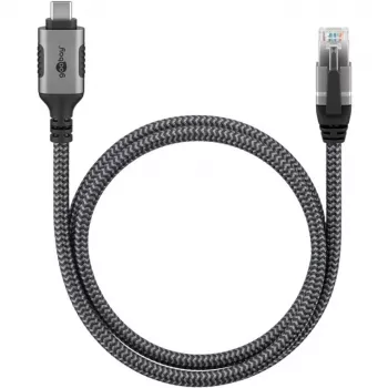 Goobay 70753 USB-C to RJ45 Ethernet CAT 6 kaapeli vakaan langallisen internetyhteyden reitittimen/modeemin/verkkokytkimen kanssa / korvaa USB to RJ45 adapterin / 1