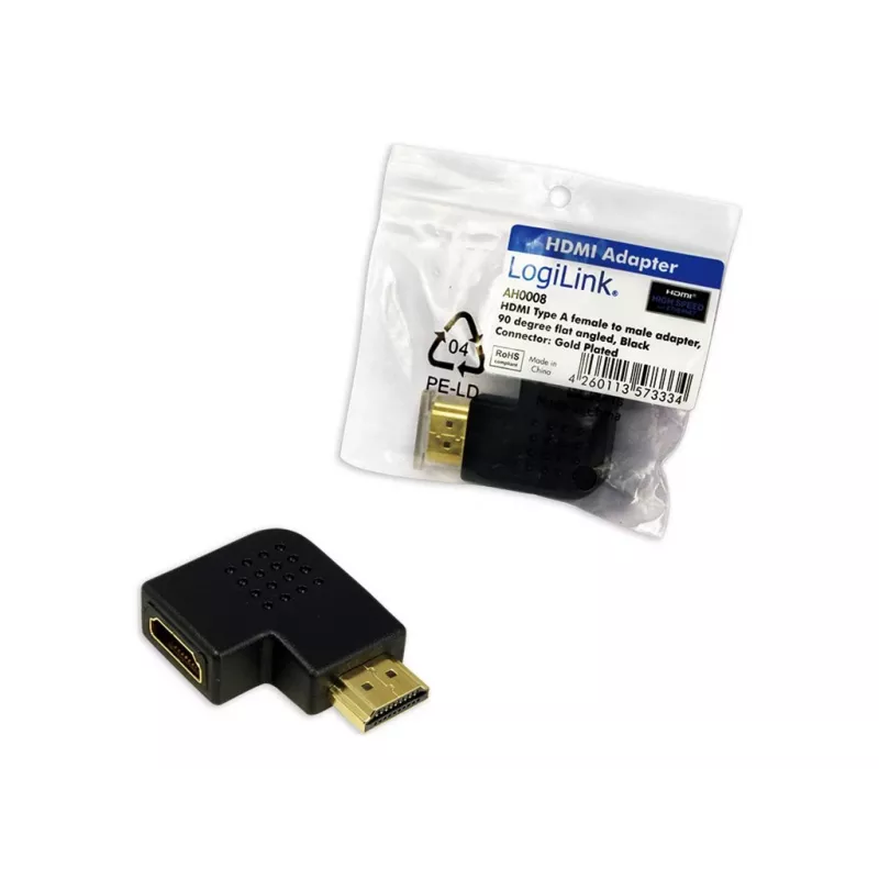 HDMI-liitinsadapteri LOGILINK AH0008 — HDMI - HDMI, musta, kullatut koskettimet
