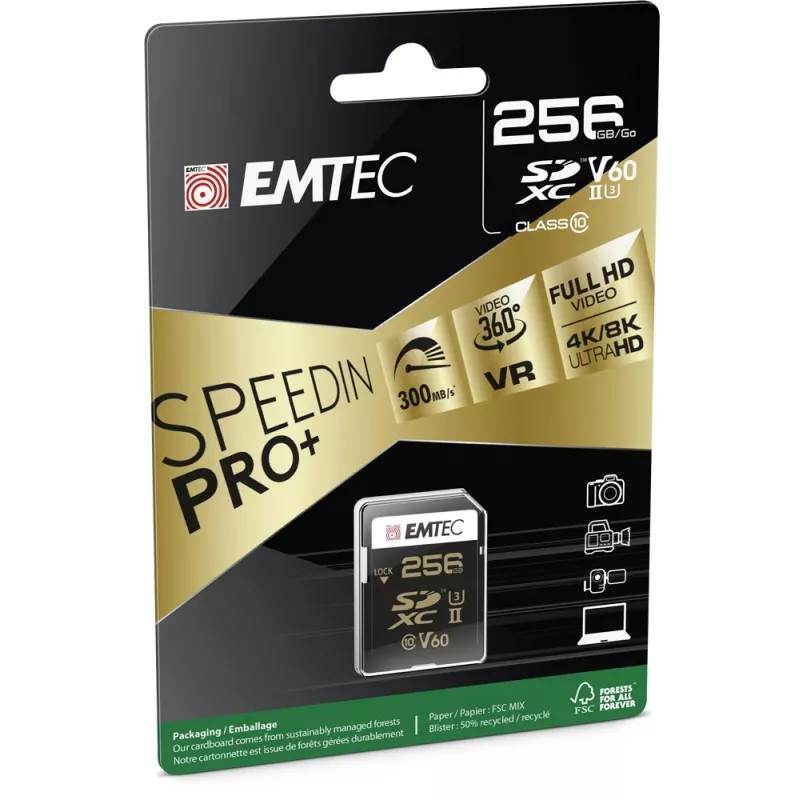Emtec 256GB SDXC UHS-II muistikortti ECMSD256GUHS2V60