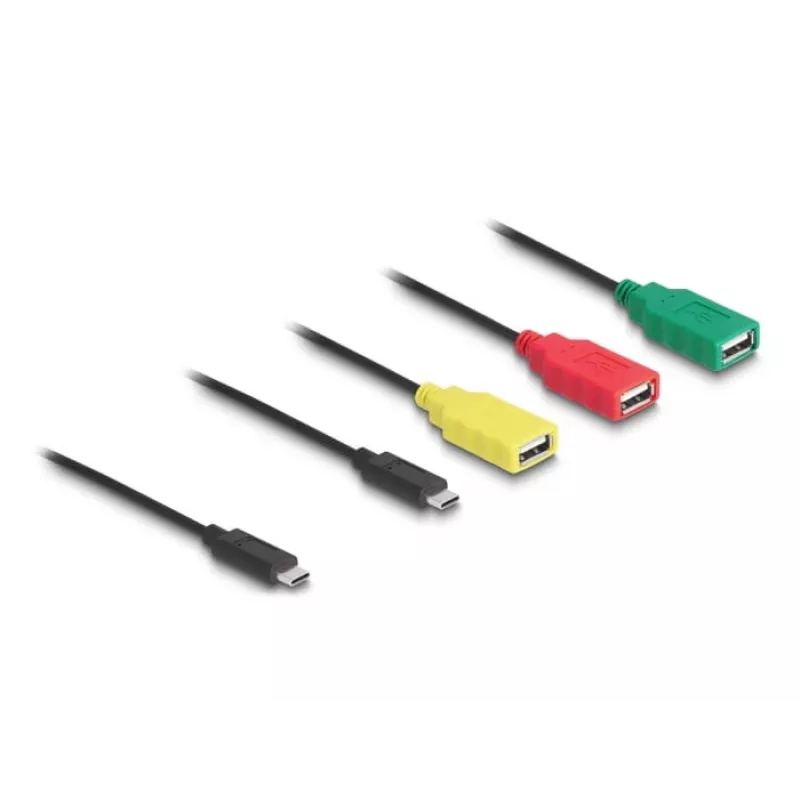 DeLOCK 4-porttinen USB 2.0 -kaapelikeskitin USB Type-C - 3 x USB-A liitäntä + 1 x USB-C pistoke