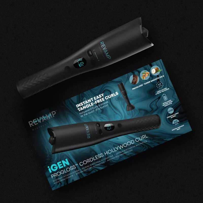 Revamp CL-2750-EU2 iGEN Cordless Progloss Hollywood Curl automaattinen kiharrin kääntötoiminnolla