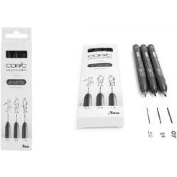 COPIC Multiliner fineliner musta 0,5 + 0,8 + 1,0 mm, 3 kpl (22075632)