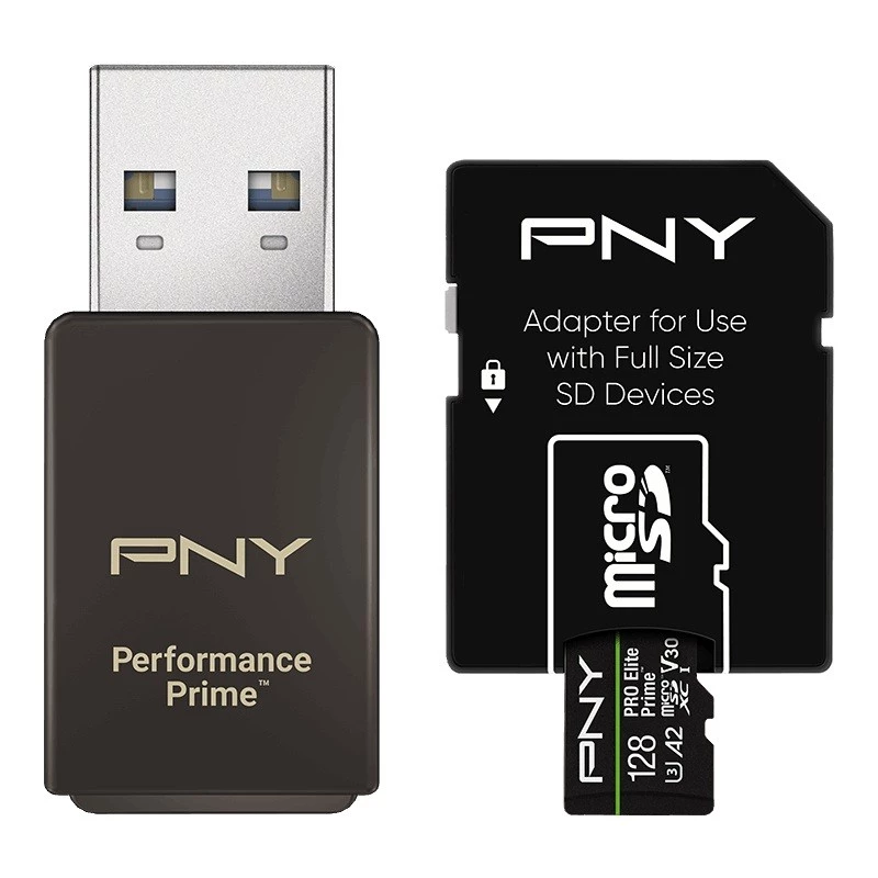 Muistikortti microSDXC Elite Prime 128GB + SD-sovitin + USB-A-kortinlukija