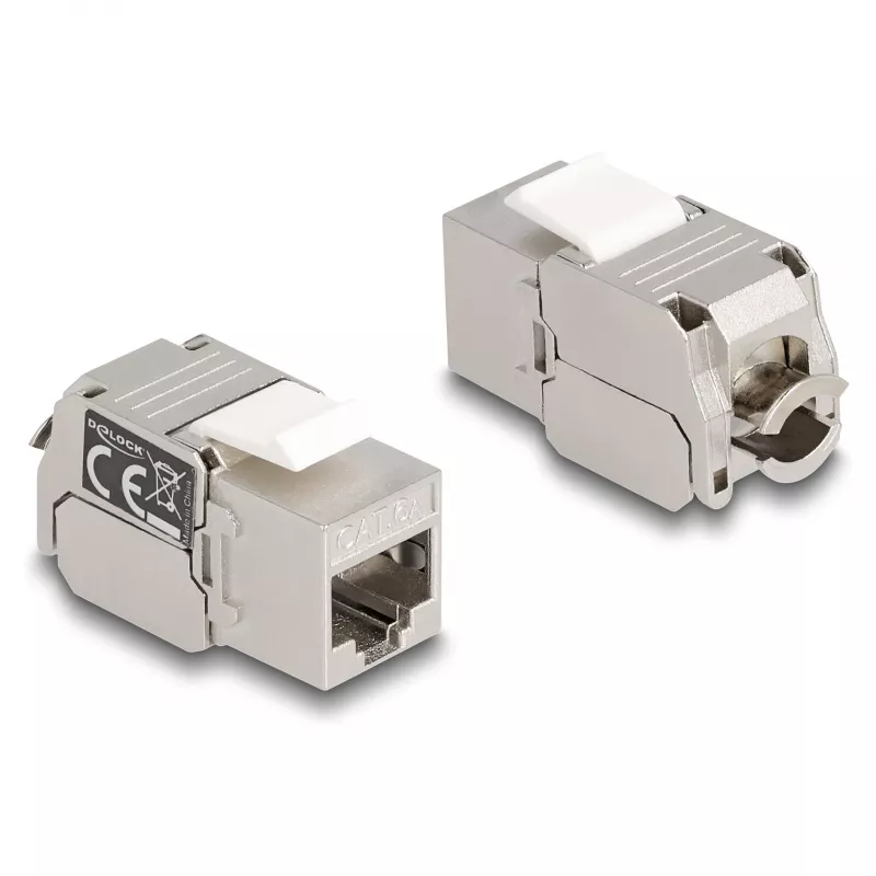 DeLOCK Keystone-moduuli RJ45-liitin LSA Cat.6A LEDillä hopea-valkoinen