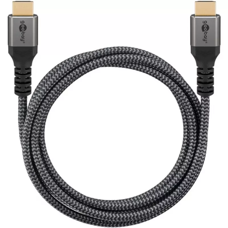 Plus High-Speed-HDMI-kaapeli Ethernetillä, 4K @ 60Hz harmaa, 0,5 metriä