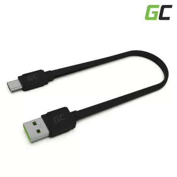 USB-A–USB-C-kaapeli Green Cell KABGC03 — 0,25 m, musta, 480 Mbit/s