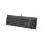 Johdollinen A4Tech-näppäimistö FX60H USB QWERTY – Full-Size 100 %, taustavalaistu valkoinen, harmaa, USB-keskitin