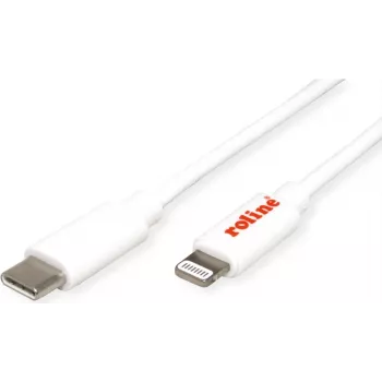 ROLINE USB-synkronointi- ja latauskaapeli, Type-C / 8pin-liitin, valkoinen, 1 m