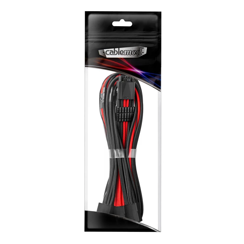 CableMod PRO ModMesh 12VHPWR 3x PCIe -kaapeliin - 45 cm, musta/punainen