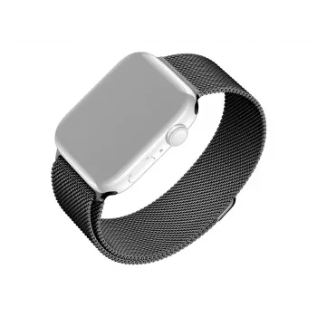 Mesh-ranneke varaosana Apple Watch -kelloon FIXEDiltä — yhteensopiva 42/44/45/46/49 mm kanssa (musta)