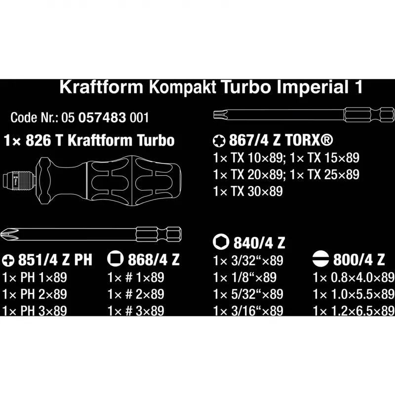 Wera Kompakt Turbo Imperial 1 Kärkisarja, 15 kpl, 05057483001