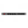 Lanberg PDU-04E04I-0200-IEC-BK 1U-räkkijakelupaneeli (PDU), 4x tyyppi E + 4x IEC C13, 10 A, 2 m, musta