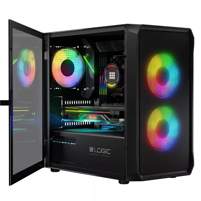 Tietokonekotelo Logic Concept Portos Mini ARGB Micro ATX musta