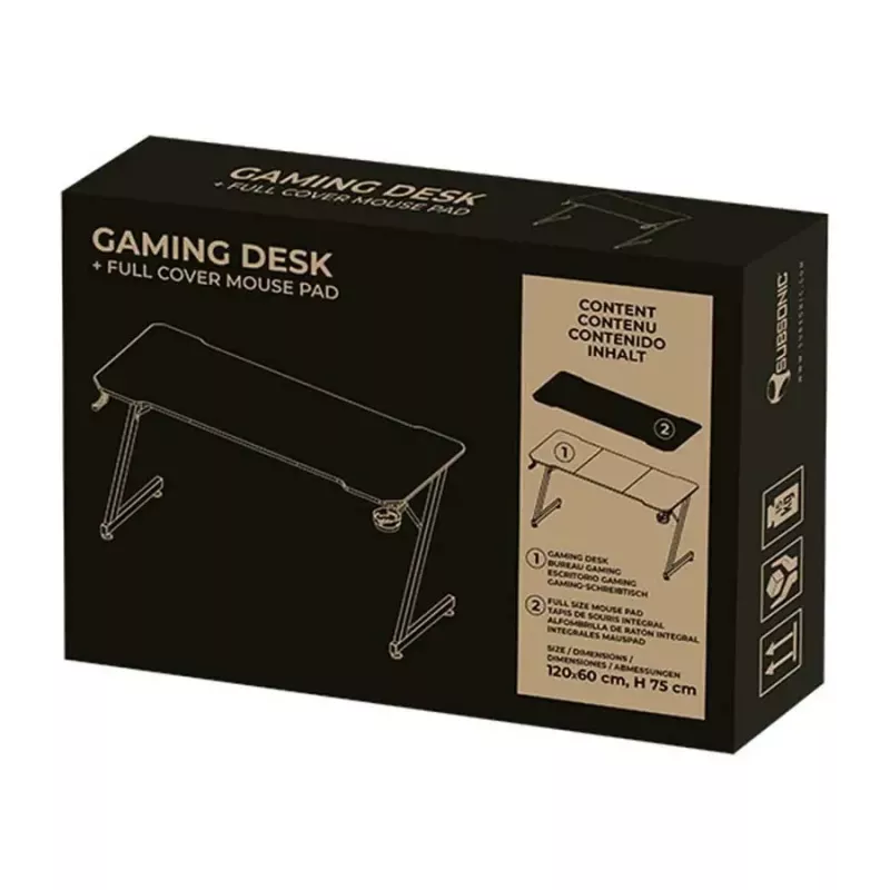 Tietokonepöytä Subsonic SA5706 musta suora PVC 120x60 cm
