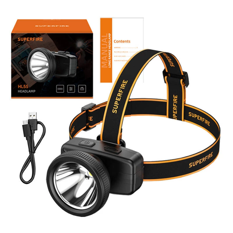 Otsalamppu Superfire HL55 150 lm USB-C 4 tilaa