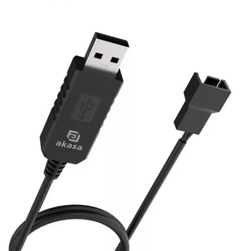 DC-jännitemuunninkaapeli Akasa AK-CBFA10-60BK USB:sta 3-pin & 4-pin PC-tuulettimeen, 60 cm