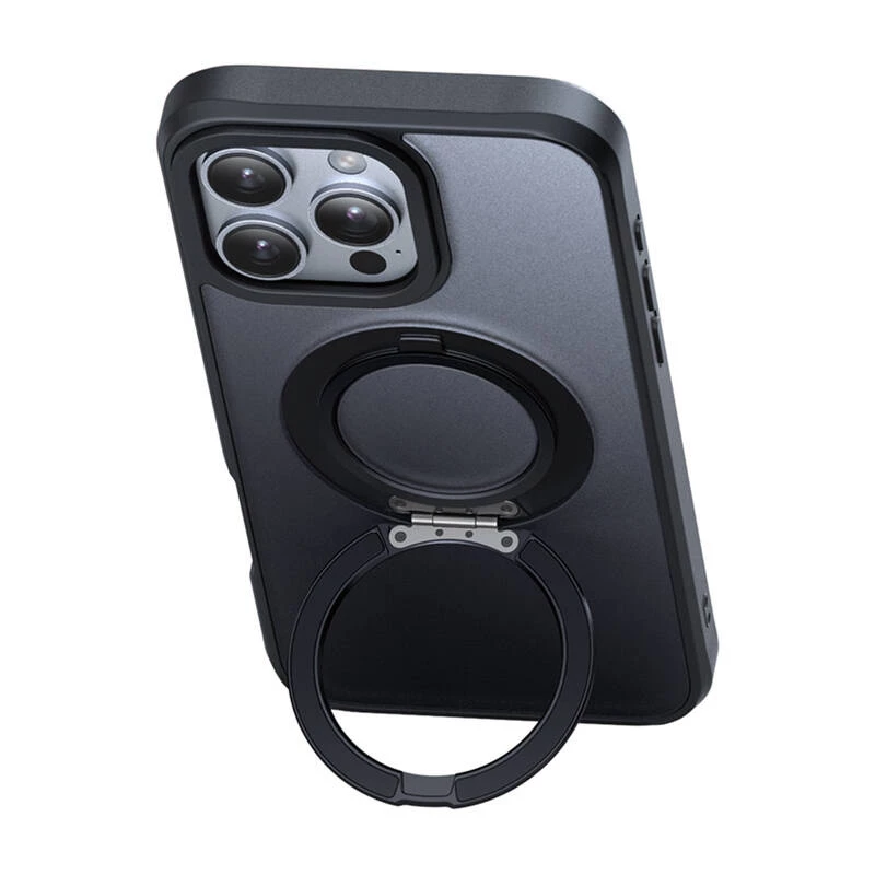McDodo PC-4933 MagSafe-suojakotelo iPhone 16 Pro Max sisäänrakennetulla jalustalla, musta