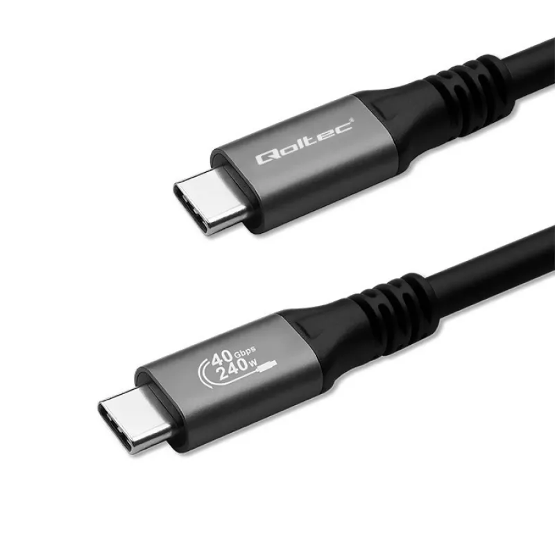 USB-C-kaapeli QOLTEC USB4 240 W Thunderbolt 3/4 -laitteille, 40 Gbit/s, 240 W virransyöttö