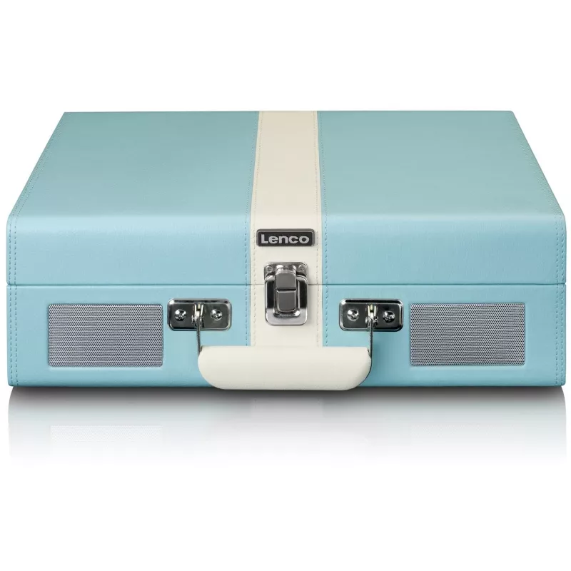 Hihnavetoinen audio-levysoitin Lenco TT-110 sininen valkoinen puoliautomaattinen
