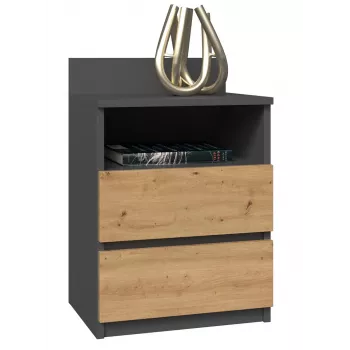 Yöpöytä top e shop M1 ANTRACYT/ARTISAN, tammi, 2 laatikkoa, 400×320×590 mm