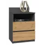 Top E Shop M1 ANTRACYT/ARTISAN yöpöytä, 2 laatikkoa, tammi