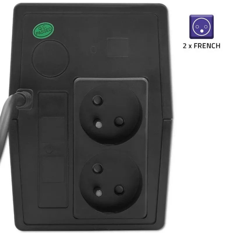 Qoltec 53772 UPS (keskeytymätön virransyöttö) Line-Interactive 0,65 kVA 360 W 1 AC-lähtö