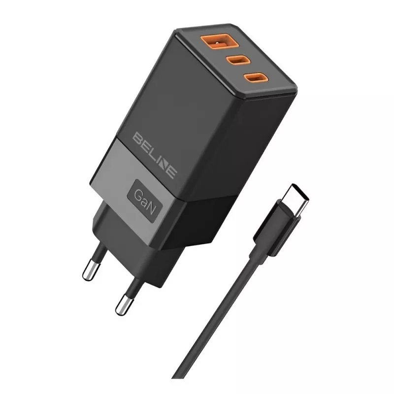 Beline verkkosovitin 2x USB-C 1x USB 65W kaapeli USB-C musta/musta PD 3.0