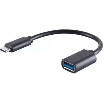 USB-kaapeli S/CONN 13-30009 USB 3.2 Gen 1 0,1 m USB-C USB-A musta