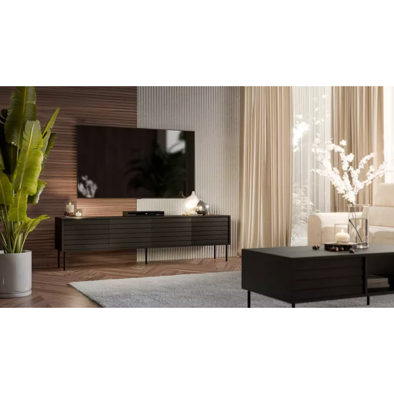 Cama CORTINA 4D TV-taso 200x40x55 musta