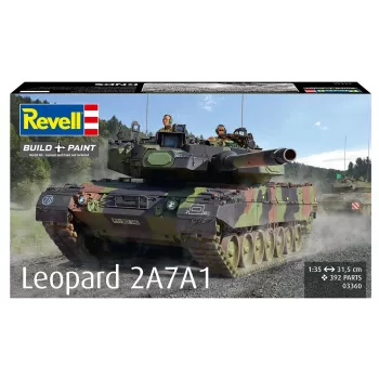 Muovimalli REVELL Leopard 2A7A1 sotilaspanssarivaunun rakennussarja (mittakaavaa ei ilmoitettu)