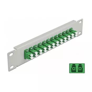 Kuitu-kytkentäpaneeli DeLOCK 10 inch 12 porttia LC Duplex vihreä 1U harmaa