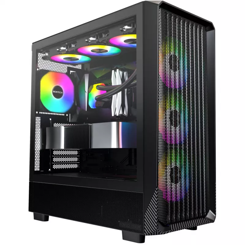 PC-kotelo Montech X5 Midi Tower musta ATX 3x 140 mm:n tuuletin