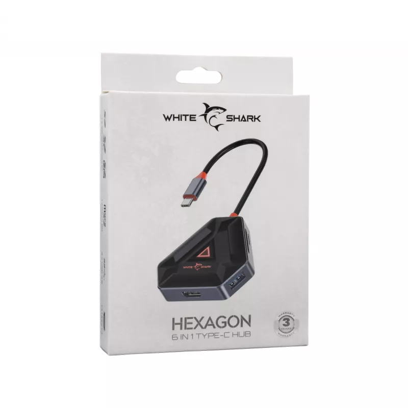 White Shark Hexagon 6-in-1 USB-C-hubi