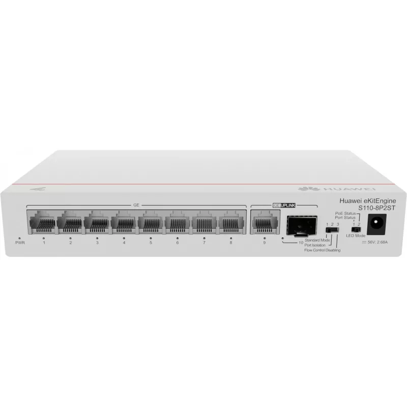 HUAWEI eKit S110 Series S110-8P2ST hallitsematon L2 Gigabit Ethernet (10/100/1000) Power over Ethernet (PoE) harmaa