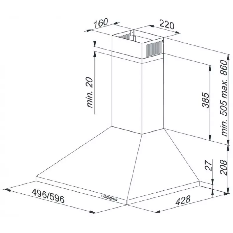 Liesituuletin MAAN VELA 2 50 satiini, 496 mm, 3 tehoa, 315 m³/h, teräskotelo