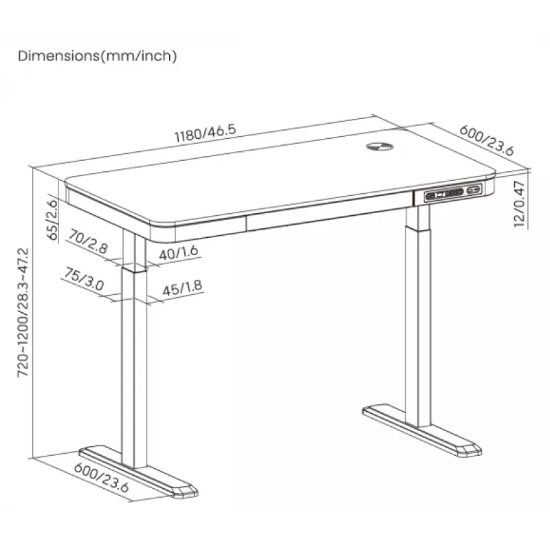 Korkeussäädettävä pöytä Up Up Balder II musta