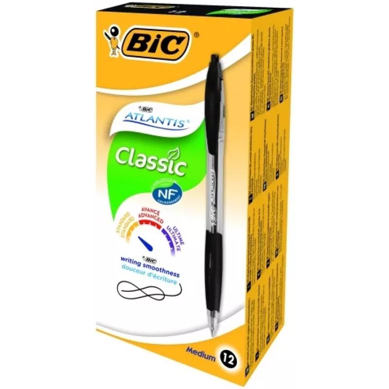 BIC kuulakärkikynä ATLANTIS REFRSH 1,0 mm musta, laatikko 12 kpl 136717