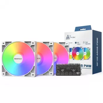 Kotelotuulettimen setti Montech GF120 PWM ARGB 3-in-1 — 120 mm:n PWM-tuuletin ARGB-valaistuksella