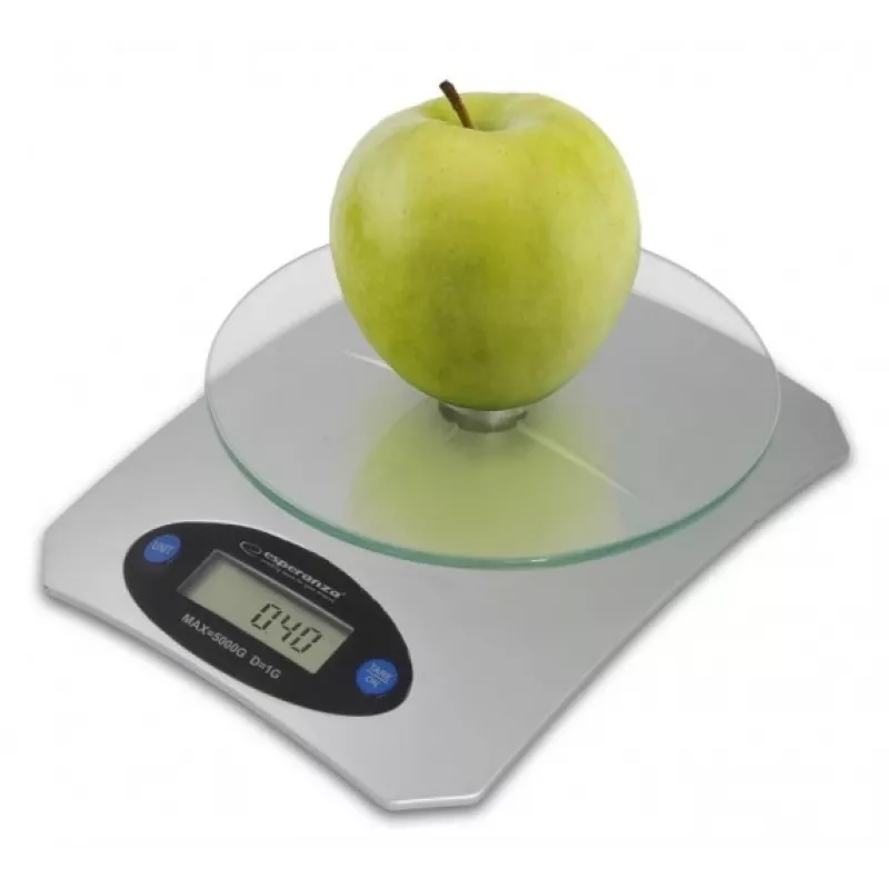 Elektroninen keittiövaaka ESPERANZA Avocado harmaa — 5 kg kapasiteetti, bambualusta, yksiköt g/lb/oz