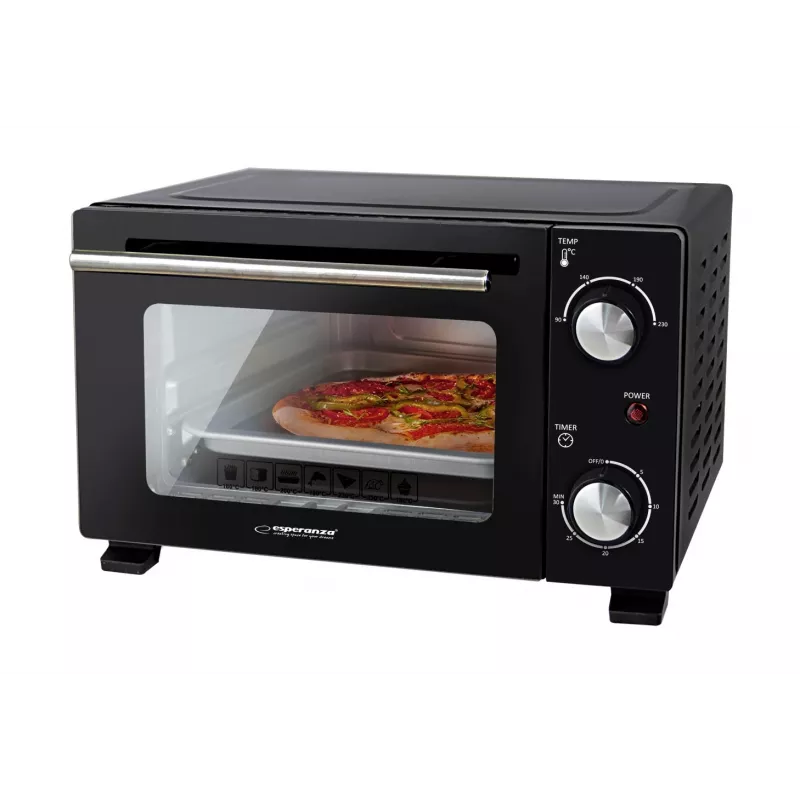 Esperanza EKO007N Calzone minipaistinuuni, 10 l, 800 W, musta