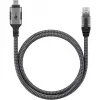 Ethernet-kaapeli USB-C 3.2 Gen2 uros > RJ-45 uros, LAN-sovitin musta/hopea, 3 metriä, punottu tekstiilivaippa