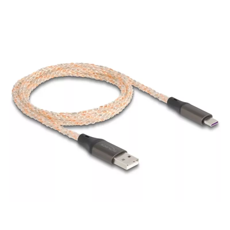 DeLOCK USB 2.0 -kaapeli Type-A - USB Type-C RGB 1m