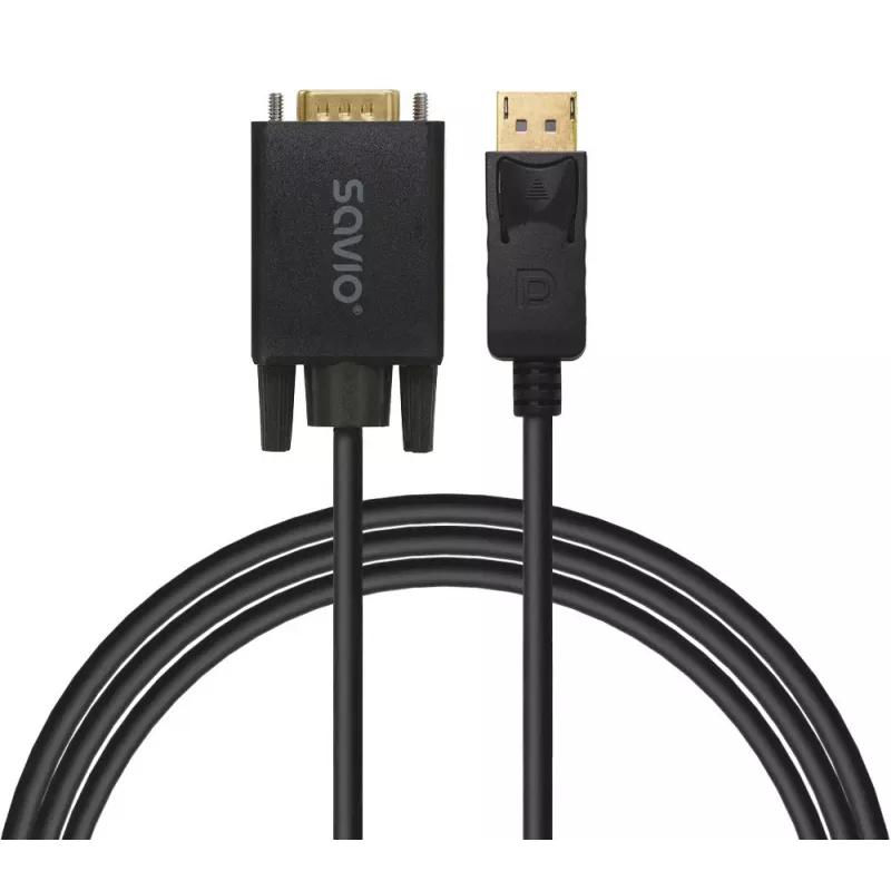 SAVIO DisplayPort–VGA (D-Sub) -kaapeli 1,8 m, musta