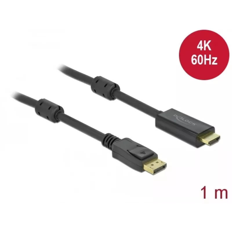 Kaapeli DeLOCK Active DisplayPort 1.2 - HDMI 4K 60 Hz 1 m