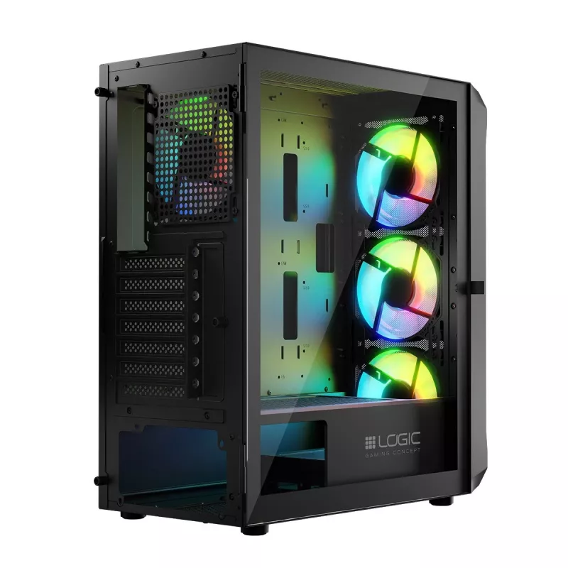 LOGIC CONCEPT Portos ARGB ATX Mid-Tower-kotelo, musta