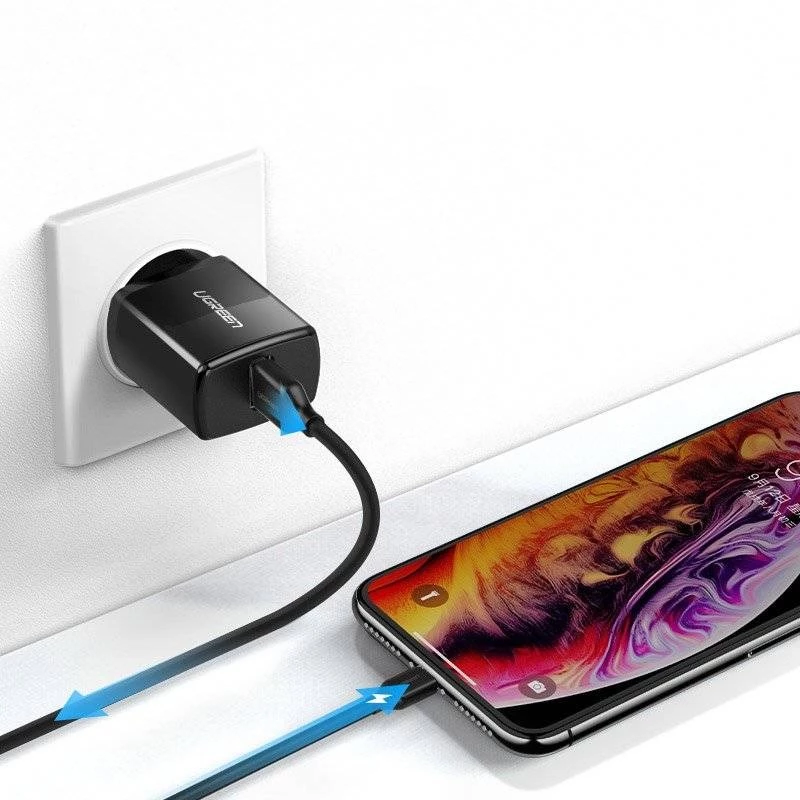 Ugreen 2.1A USB-verkkolaturi (musta)