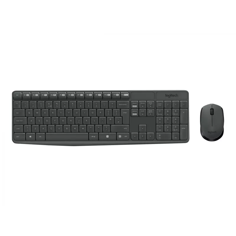 Logitech MK235 langaton näppäimistö ja hiiri yhdistelmä täysikokoinen harmaa