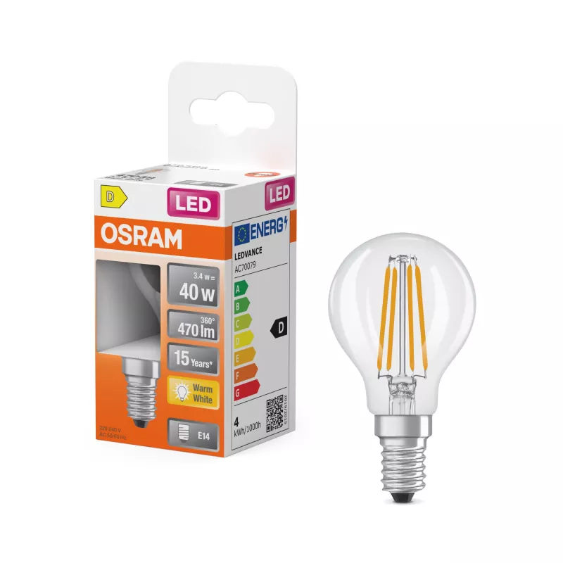 Osram Parathom Classic P Filament | E14 | 3,4 W | lämmin valkoinen